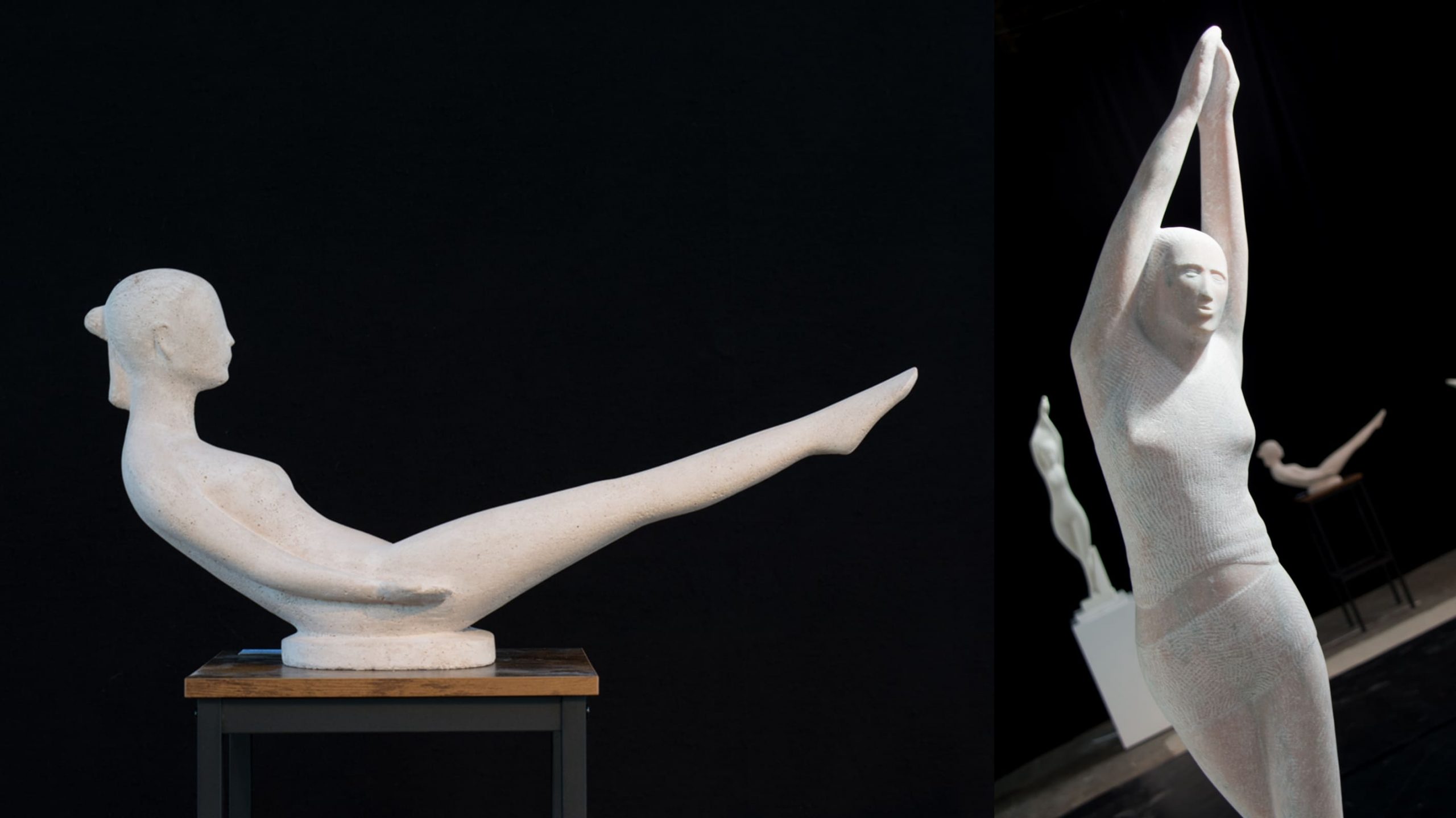 Figürliche Steingüsse nach Motiven des Dehnens und Streckens